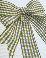 Double Tail Lime Gingham Bow Greeting Card | Birthday Card