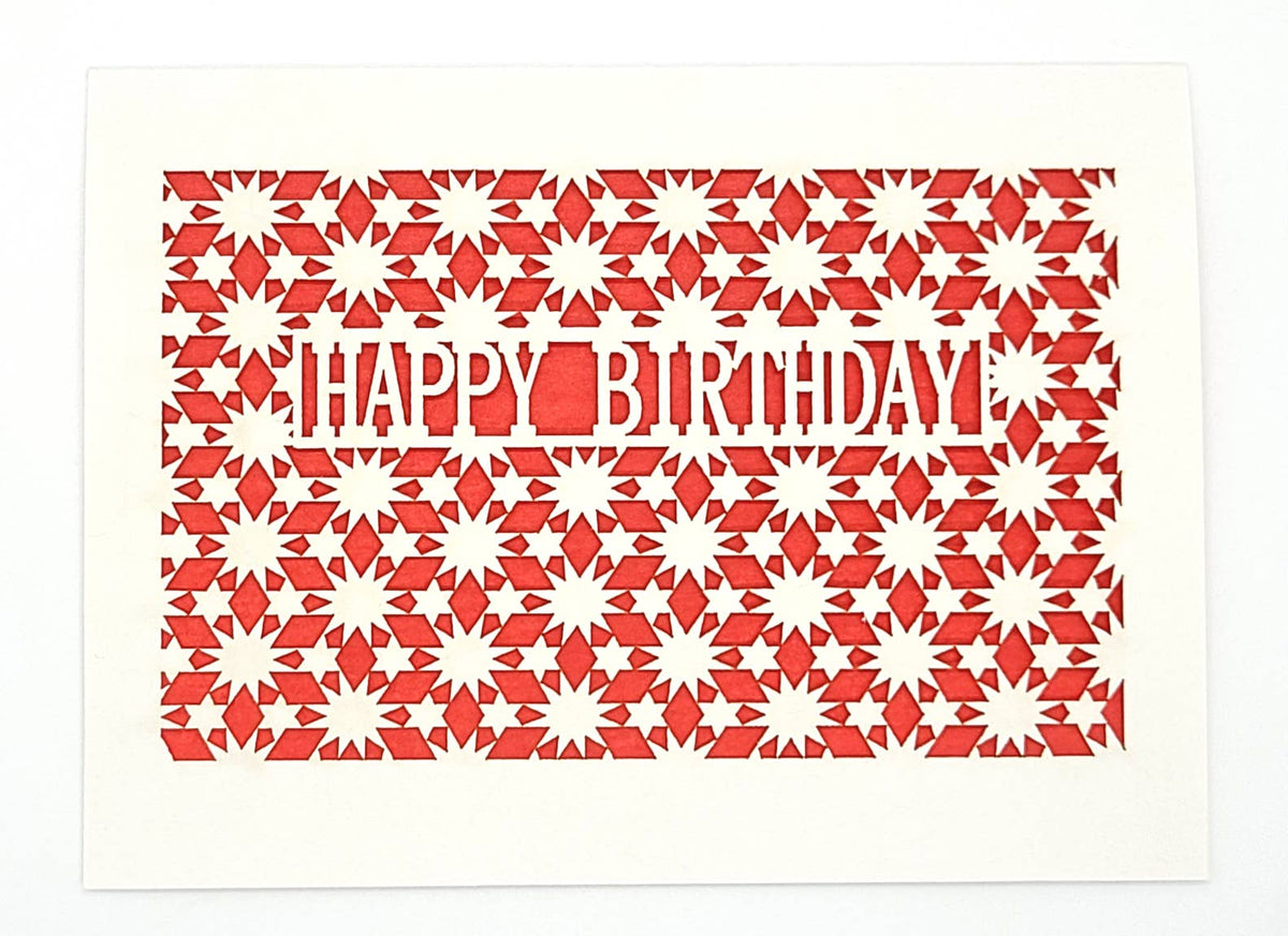 Happy Birthday - Star pattern: Red / A2