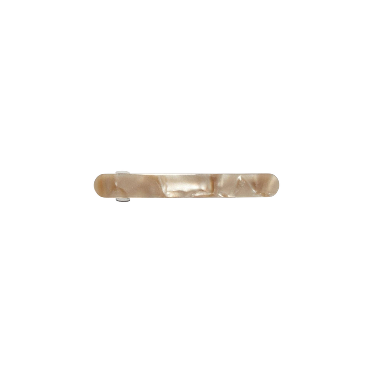 The Tiny Finch Midi Paris barrette in sand shell acetate with a stainless steel spring clasp on a white background.