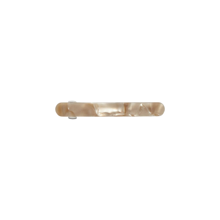 The Tiny Finch Midi Paris barrette in sand shell acetate with a stainless steel spring clasp on a white background.
