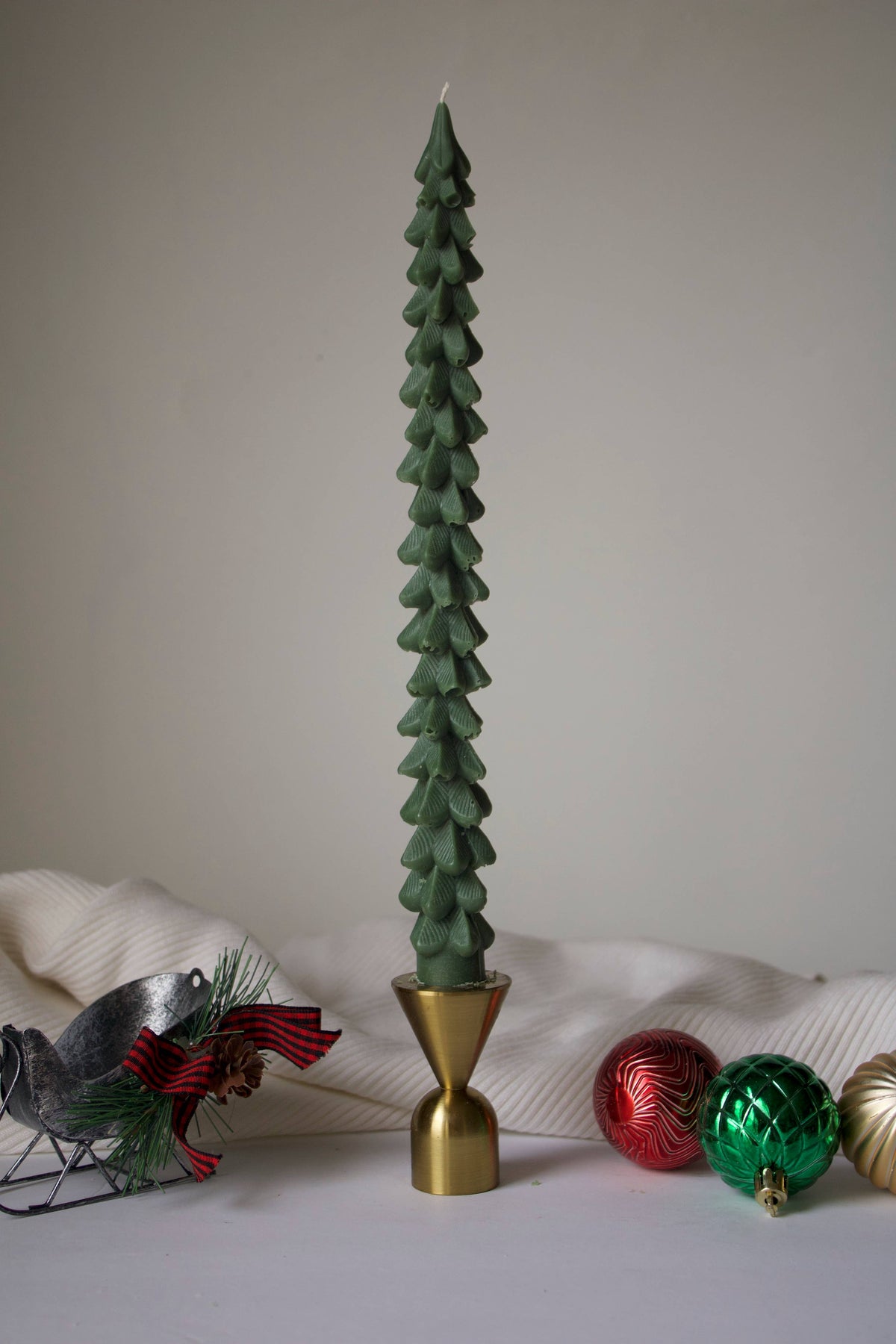 Christmas Tree Taper Candle Moss