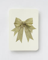 Double Tail Lime Gingham Bow Greeting Card | Birthday Card