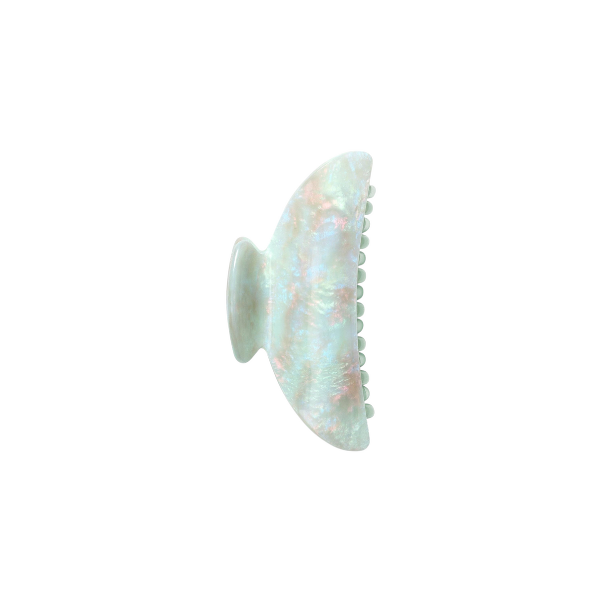 The Tiny Finch midi hair claw clip in Astral Mint, crafted from iridescent Italian acetate with reinforced hardware.