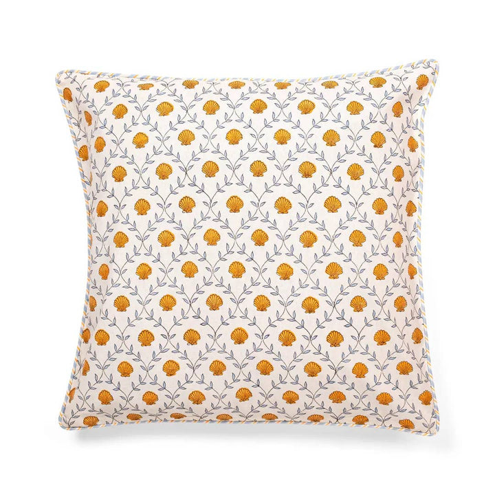 Seashell Blockprint Pillow — Orange: Pillow Cover