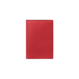 The Tiny Finch red crossgrain leather passport cover with a textured finish and slim travel document design.