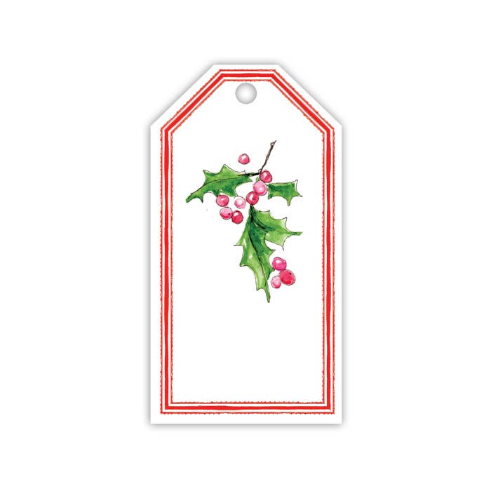 Holly Sprig with Berries Gift Tag