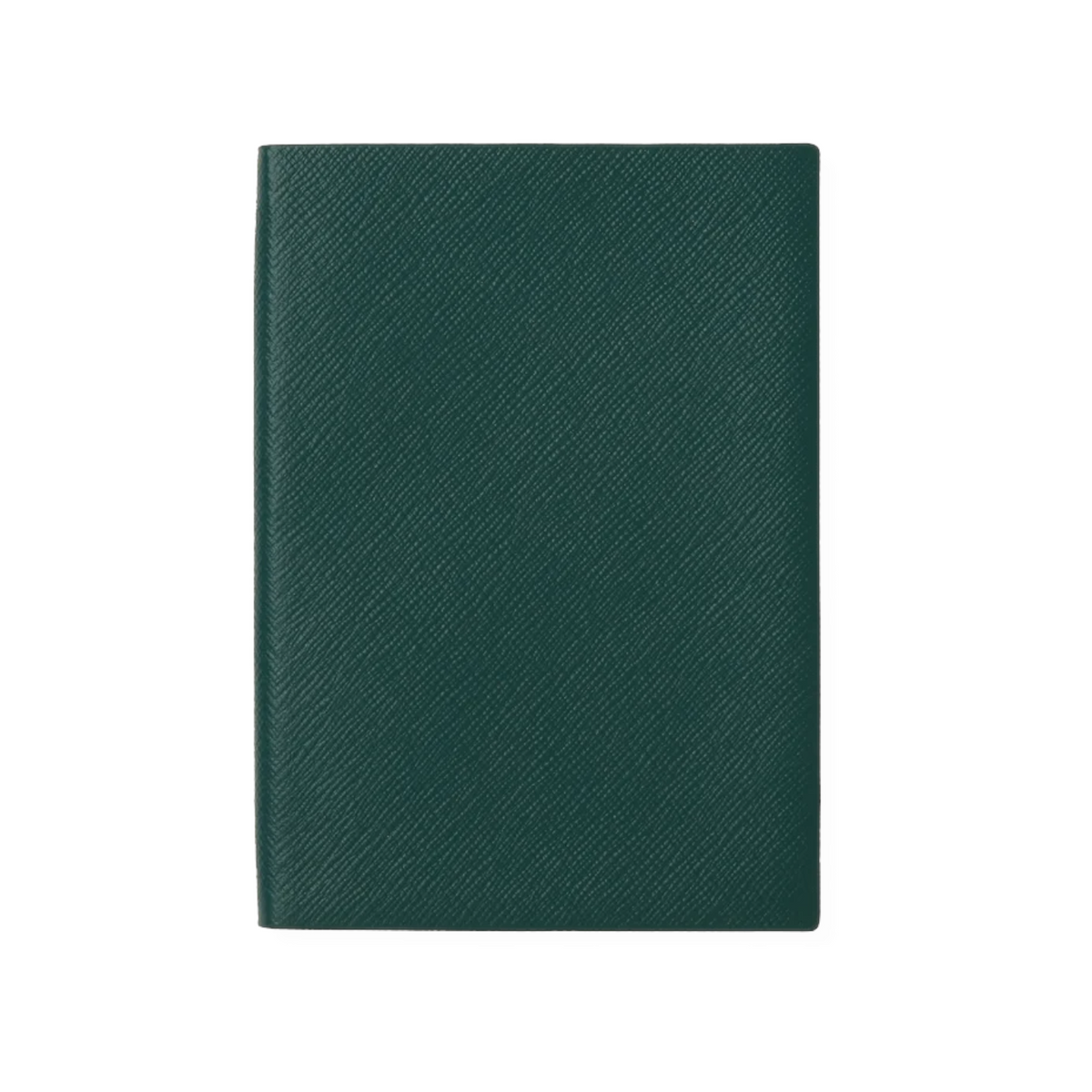 The Tiny Finch green Soho notebook in cross grain calf skin leather with a luxurious textured finish.