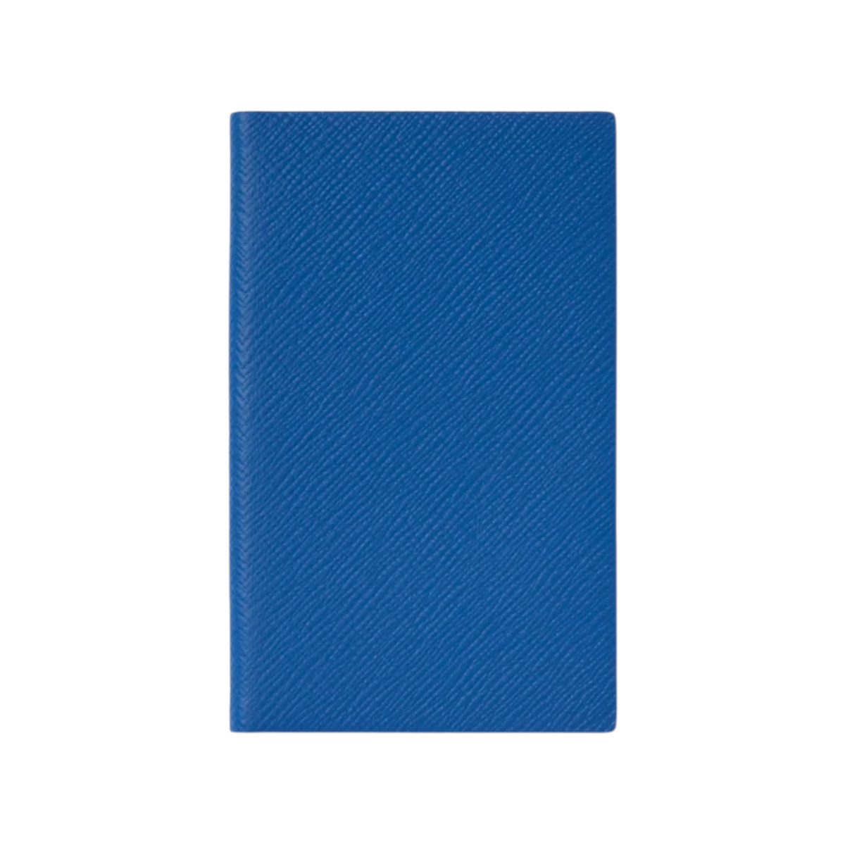 The Tiny Finch cerulean blue Panama pocket notebook bound in textured crossgrain lambskin leather.