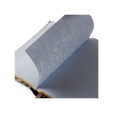 The Tiny Finch Panama pocket notebook with leopard print cover and pale blue gilt-edged Featherweight paper pages