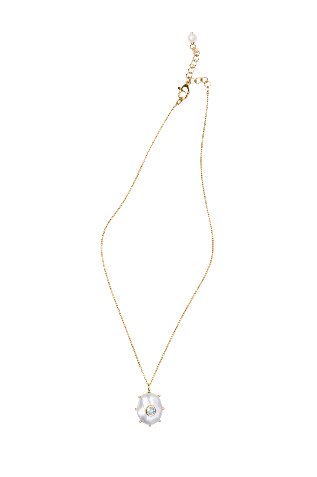 Necklace Pearl With Blue Topaz