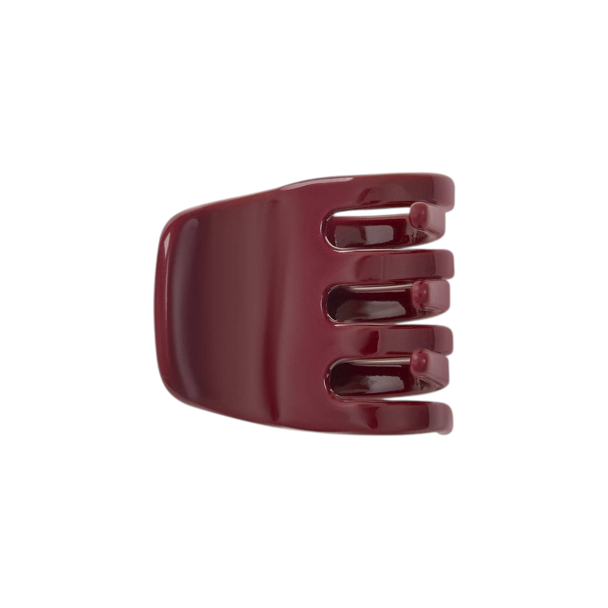 The Tiny Finch handcrafted mini hair claw clip in oxblood Italian bio-acetate for all hair types.