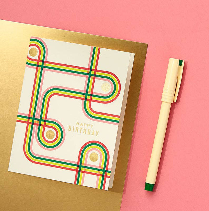 Rainbow Ribbon | Gold Foil Birthday Card