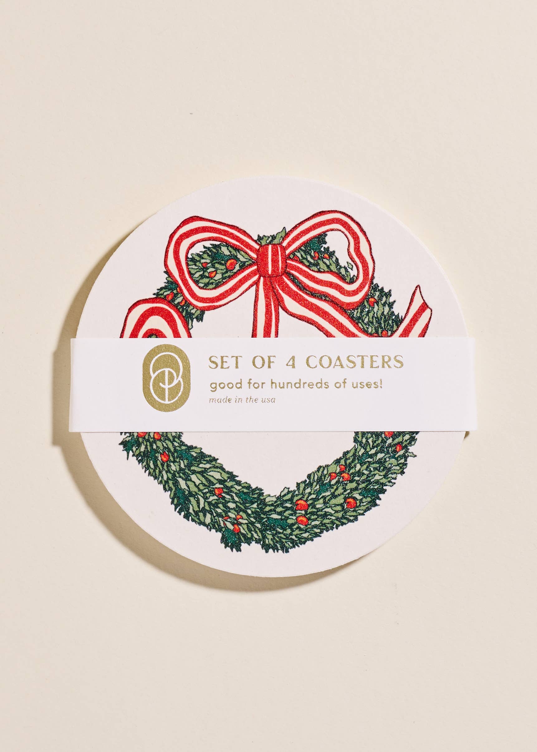 Holiday Christmas Wreath Coasters