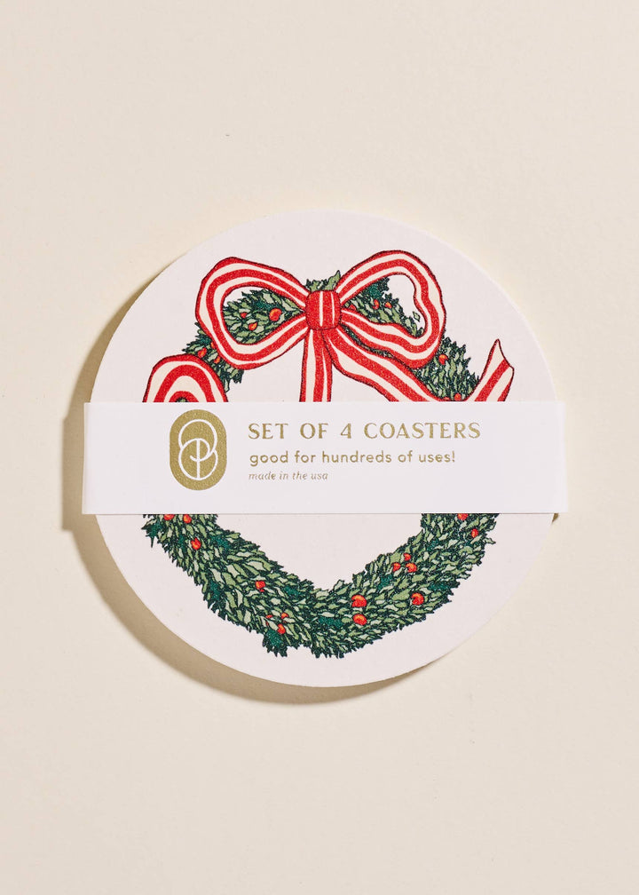 Holiday Christmas Wreath Coasters