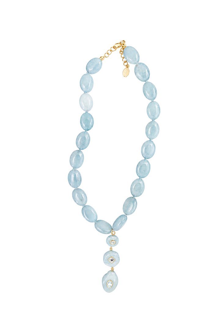 Necklace Aquamarine Chunky Three Drop
