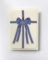Blue, Red & White Bow Greeting Card | Birthday Card