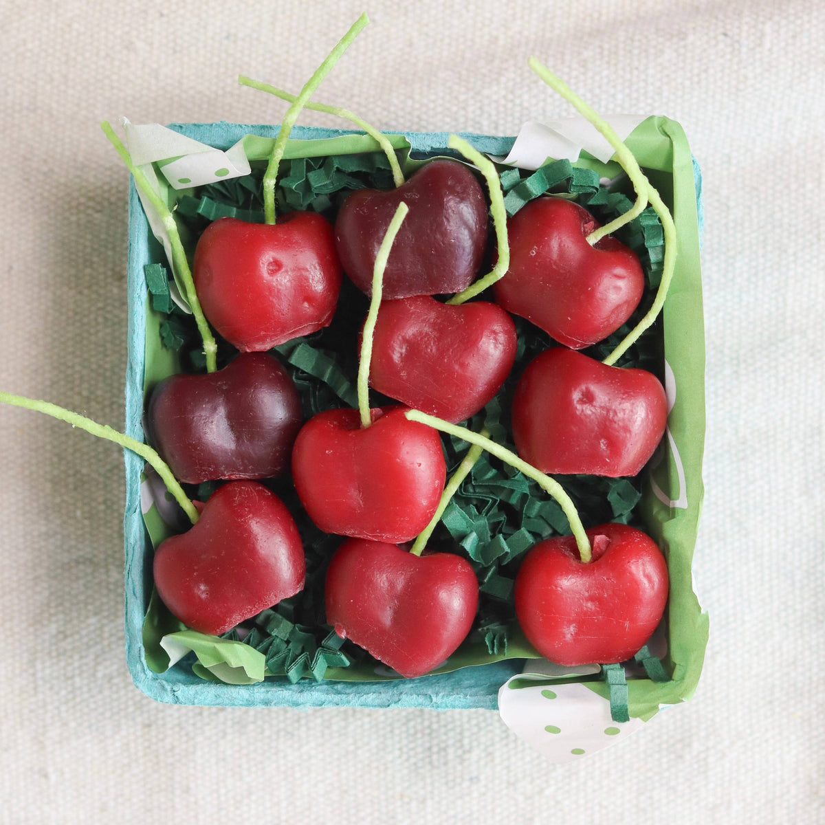 Beeswax Candles Dark Red Cherries Set of 10