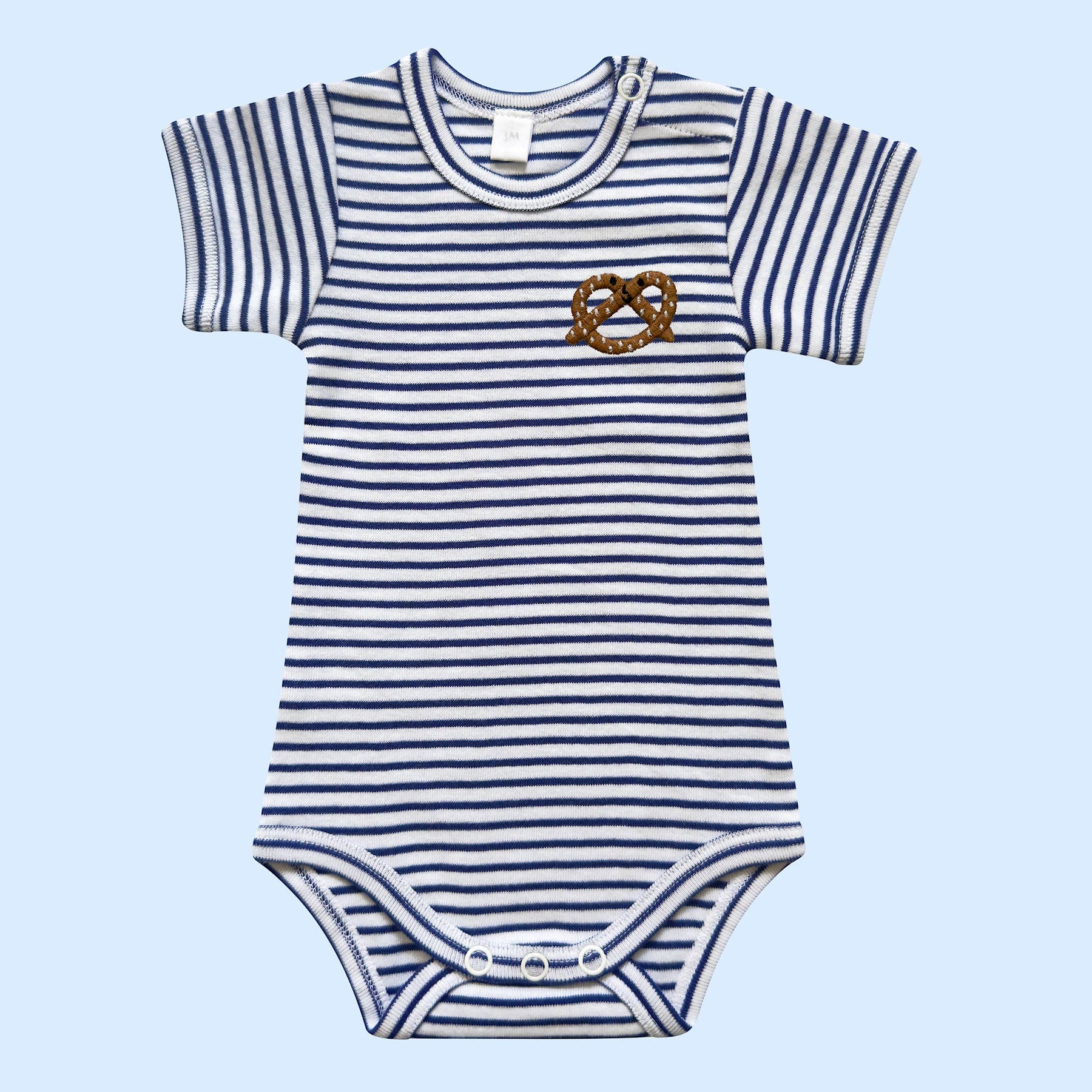 Pretzel Stripe Organic Onesie – City Snack-Inspired Style: 3-6M