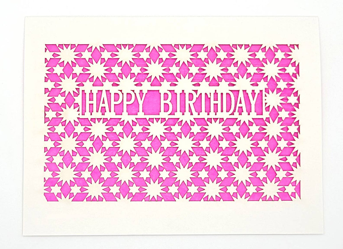 Happy Birthday - Star pattern: Fuchsia / A2