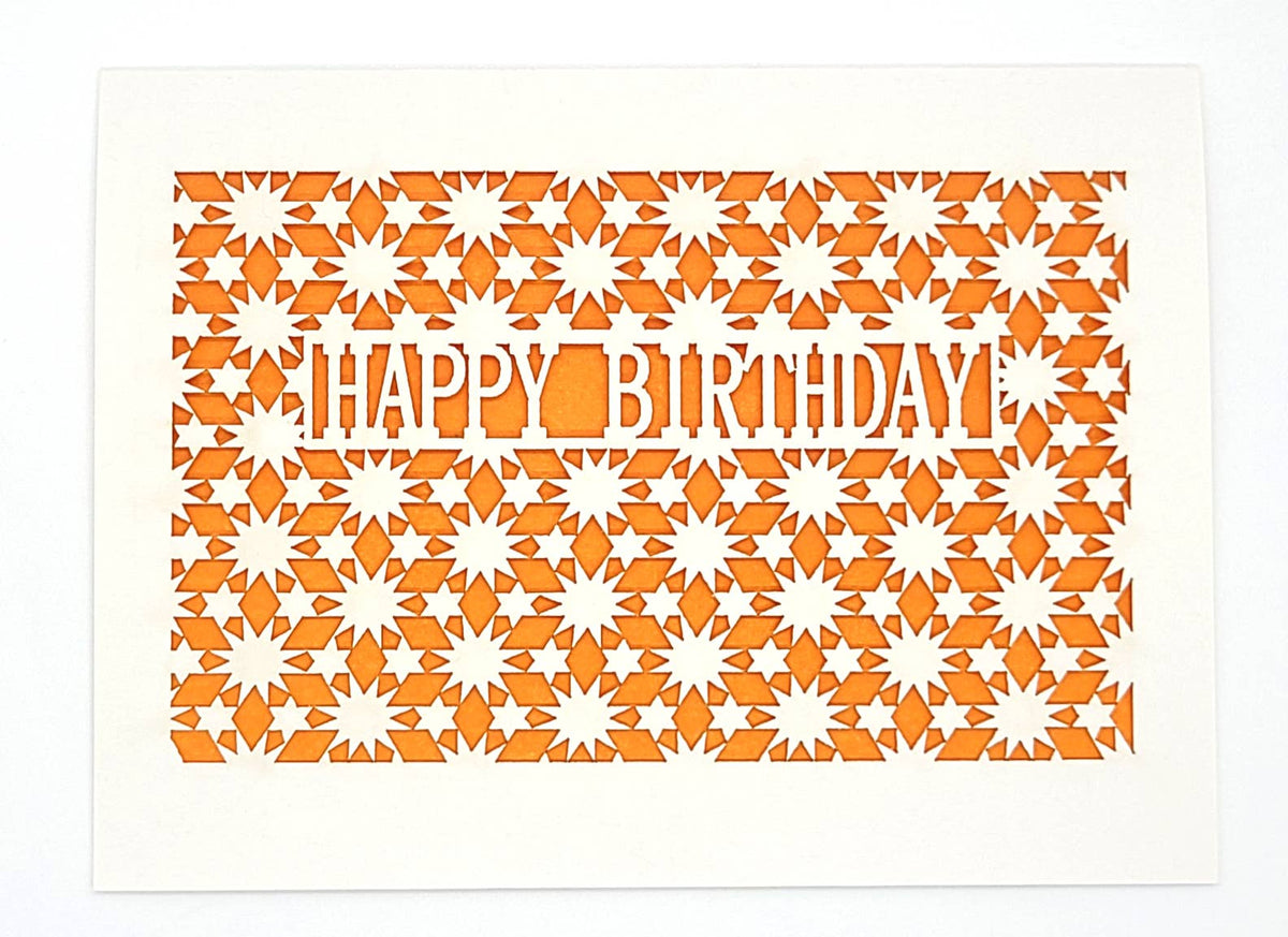 Happy Birthday - Star pattern: Orange / A2