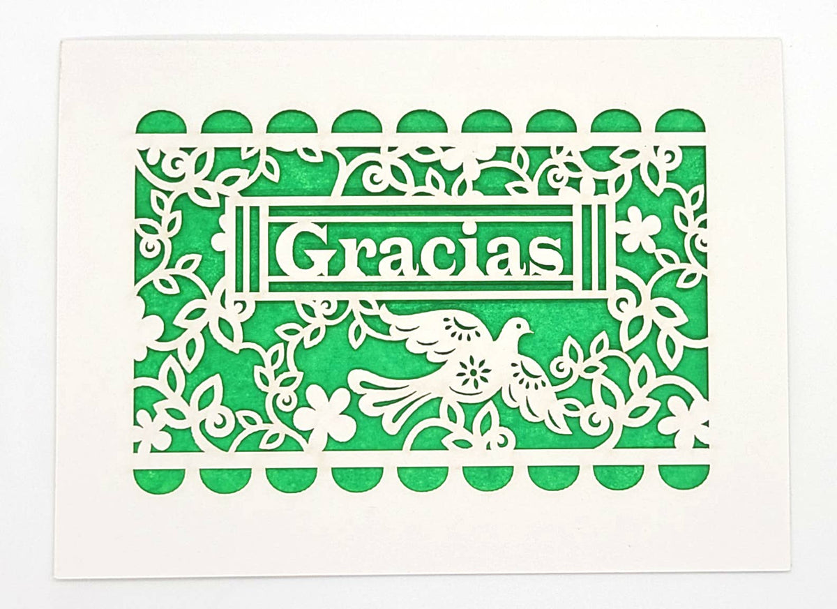 Gracias - Papel Picado - Thank You in Spanish: Dark Green / A2