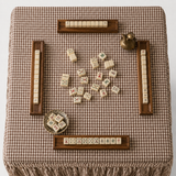 Mahjong Game Tablecloth Linen Brown Mini Gingham