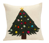 Christmas Tree with Ornaments Hand Felted Wool Pillow: Pillow Cover Only