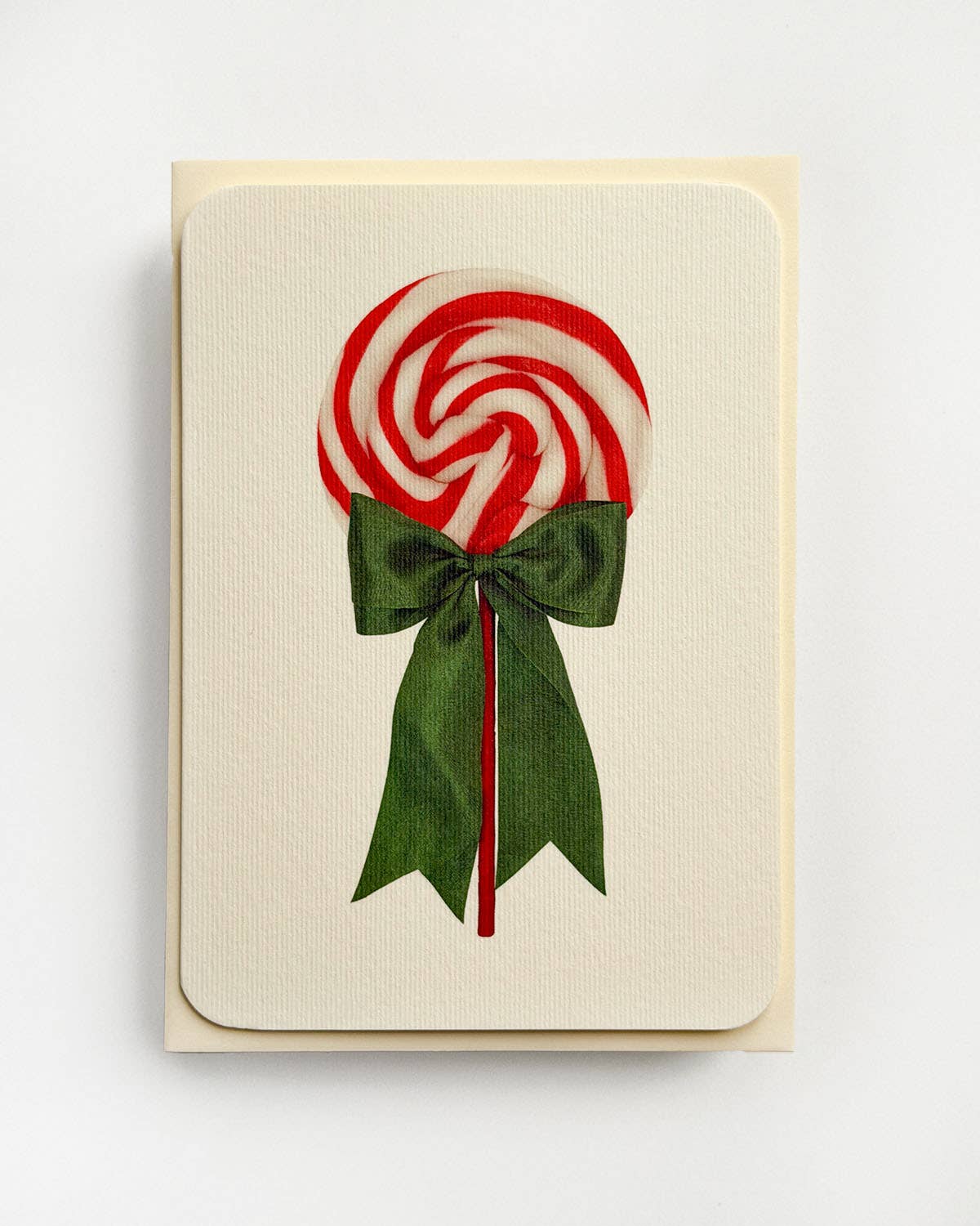 Peppermint Cream Ribboned Lollies Greeting Card | Birthday: Ivory