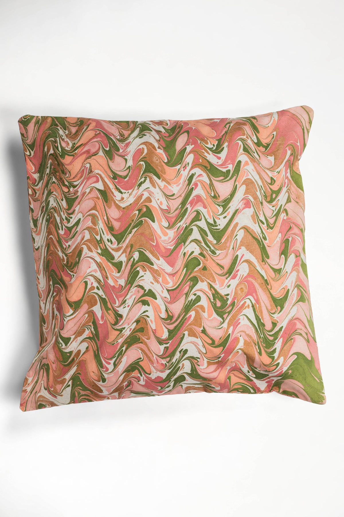 Peony Bloom Hand-Marbled Square Pillow, 20x20: Pillow Cover