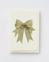 Double Tail Lime Gingham Bow Greeting Card | Birthday Card