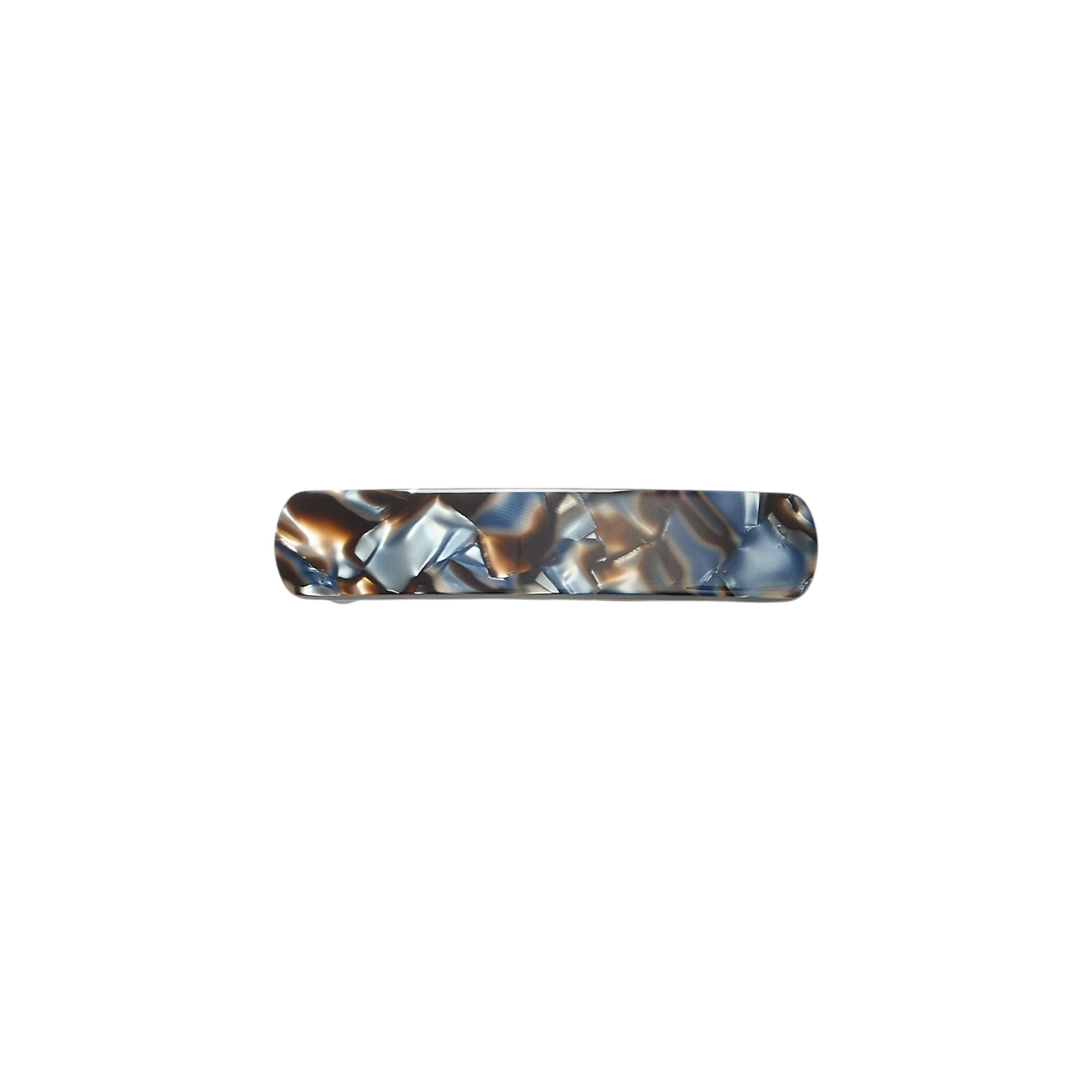 The Tiny Finch No. 3 Heirloom barrette in blue horn Italian acetate with a polished finish for all hair types.