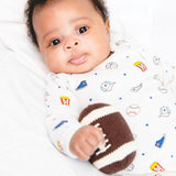 Organic Baby Toy - Football Rattle (Handmade): 4.5"h X 2.5"w