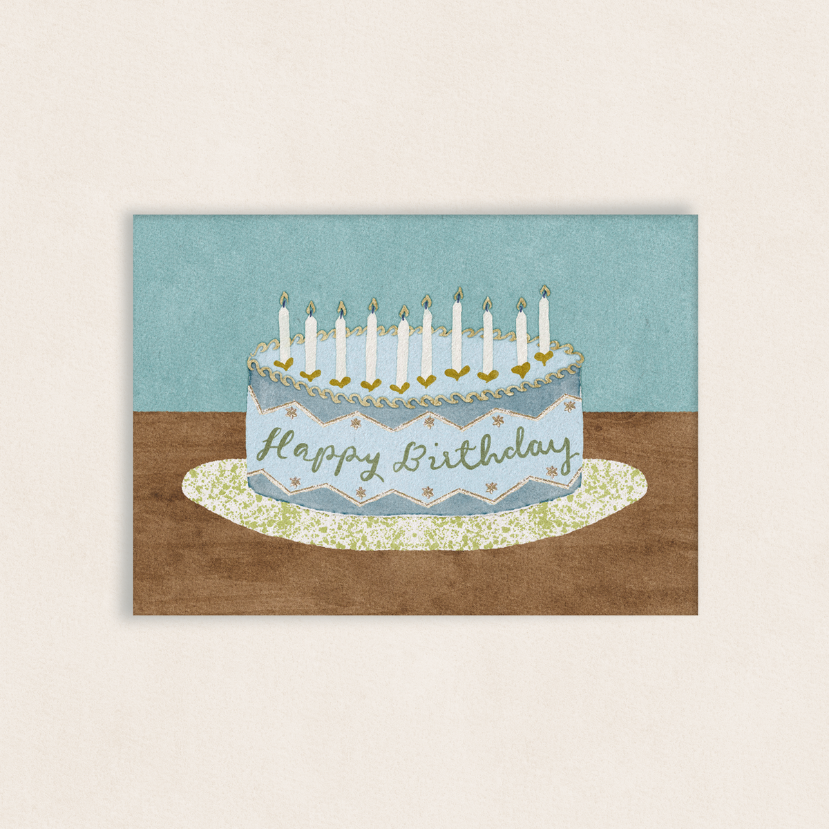 Birthday Greetings Card: Blue Cake