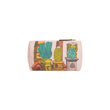 The Tiny Finch small pouch in light pink recycled polyester featuring a colourful cactus and architectural print