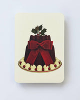 Christmas Plum Pudding Red Velvet Bow Greeting Card | Luxury