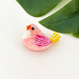 Mini Bird Hair Clip Pink Yellow