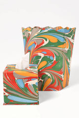 Hand-Marbled Scallop Waste Bin / Storage Bin in Marais