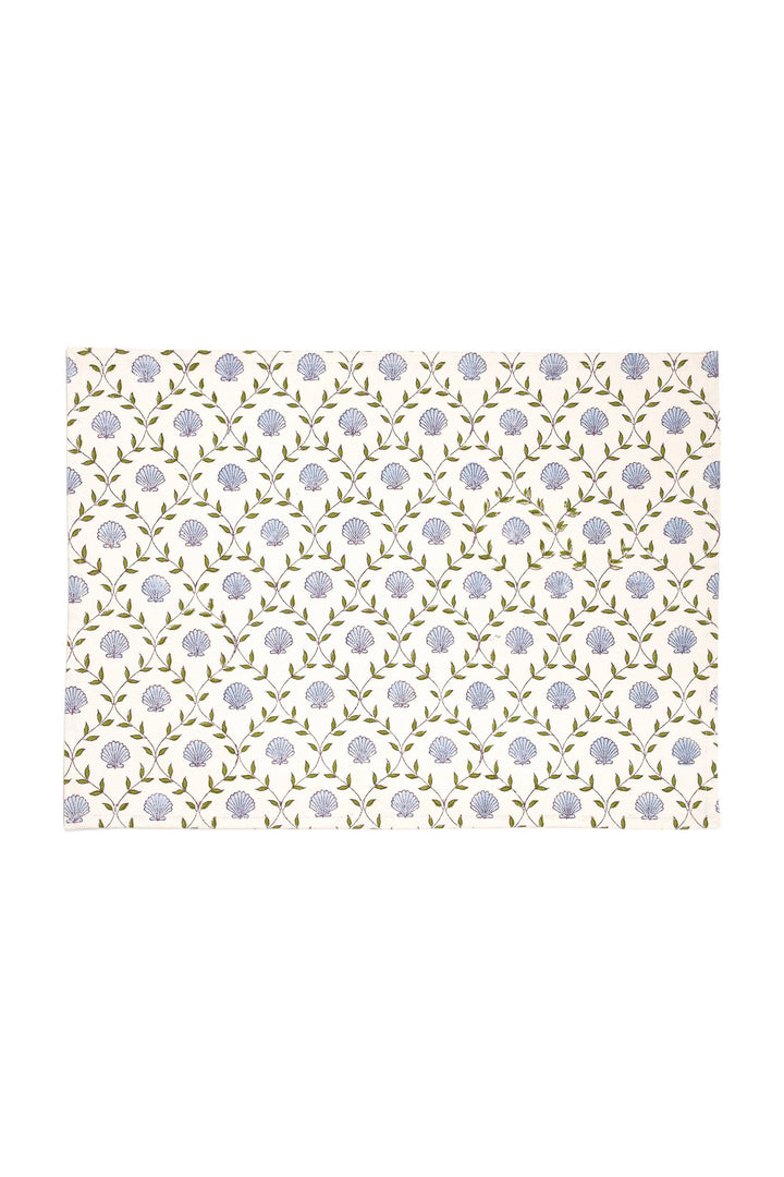 Seashell Blockprint Placemat — Blue