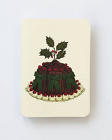 Christmas Plum Pudding Green Bows Greeting Card | Luxury