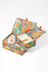 Hand-Marbled Keepsake Box Set in Marais: Set of 2