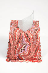 Hand-Marbled Scallop Tissue Box Cover in Florentine Pink