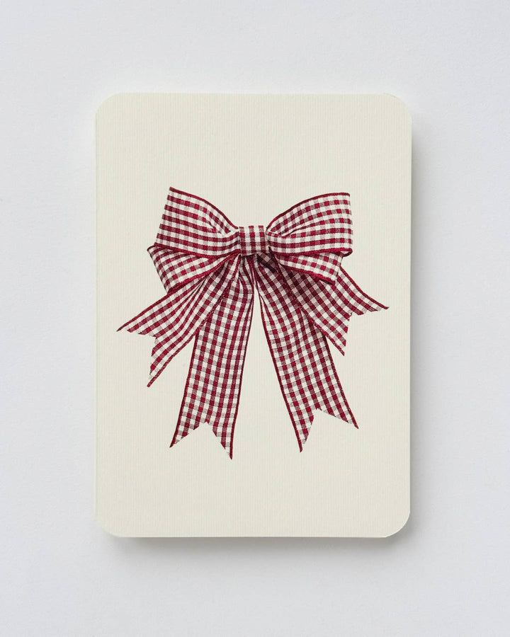 Double Tail Red Gingham Bow Greeting Card | Birthday Card