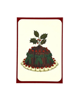 Christmas Plum Pudding Green Bows Greeting Card | Luxury