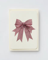 Double Tail Red Gingham Bow Greeting Card | Birthday Card