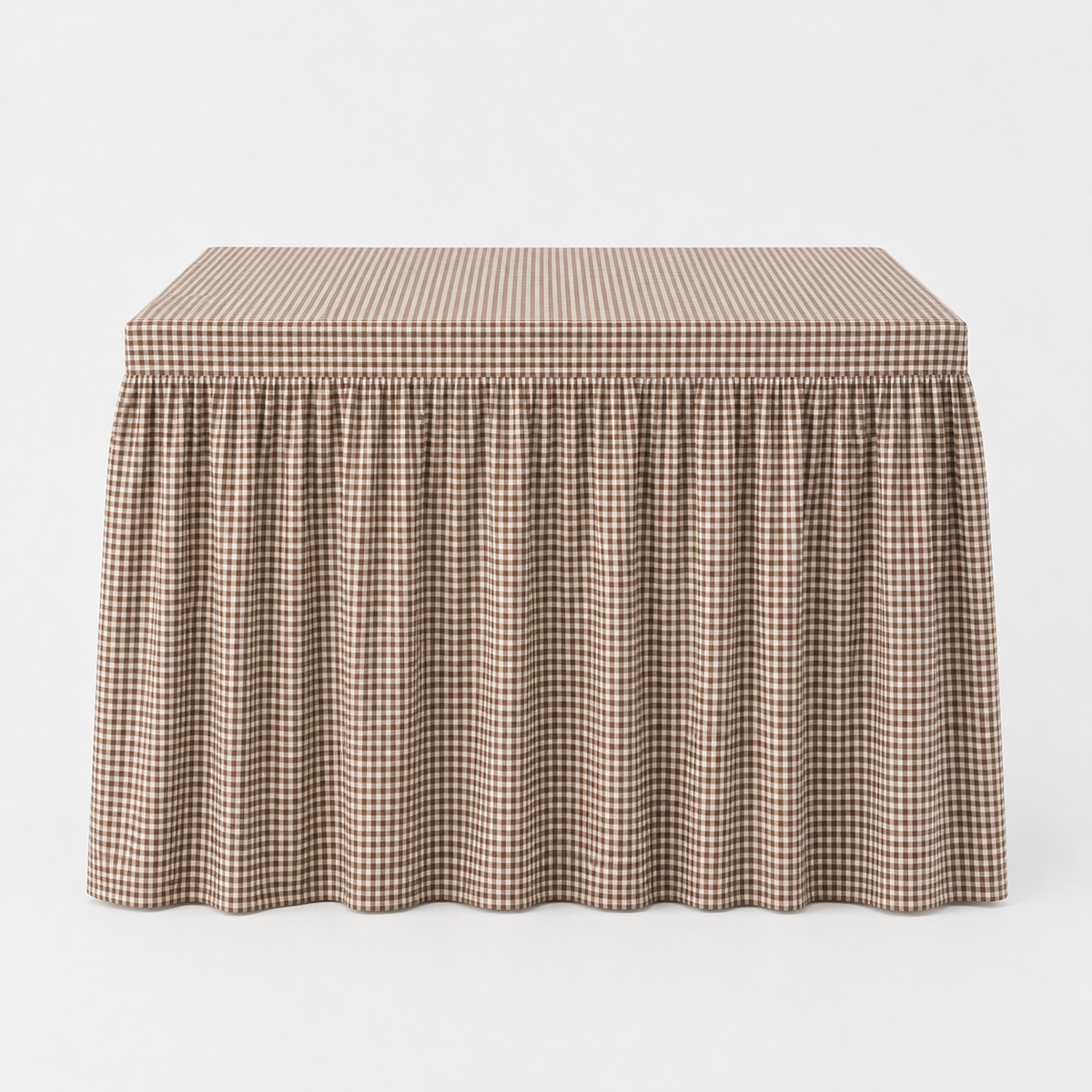 Mahjong Game Tablecloth Linen Brown Mini Gingham