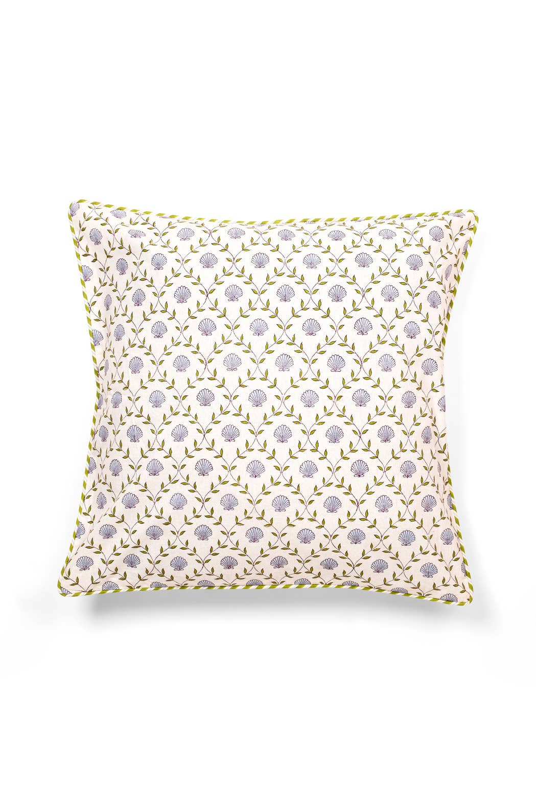 Seashell Blockprint Pillow — Blue: Pillow Cover