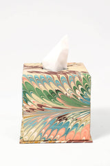 Hand-Marbled Tissue Box Cover in Flatiron Feathers