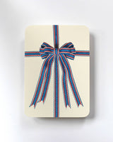 Blue, Red & White Bow Greeting Card | Birthday Card