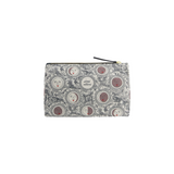 The Tiny Finch small off-white polyester pouch featuring a celestial moon phase print with leather accents.
