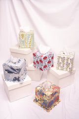 Scallop Tissue Box Cover in Forget-Me-Not Blockprint